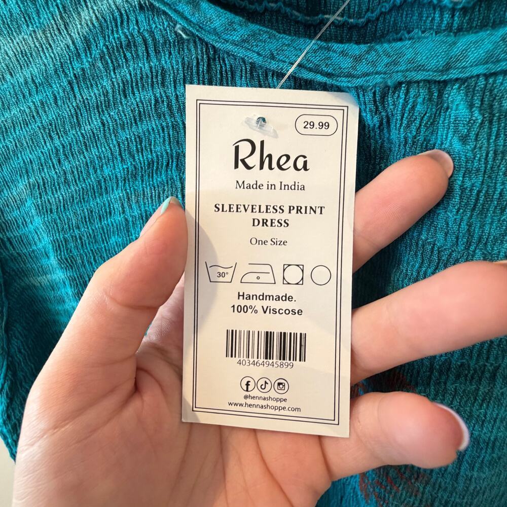 Bohemian Dyed Midi Tank Dress by Rhea Handmade 100% Viscose Sustainable - Picture 5 of 7
